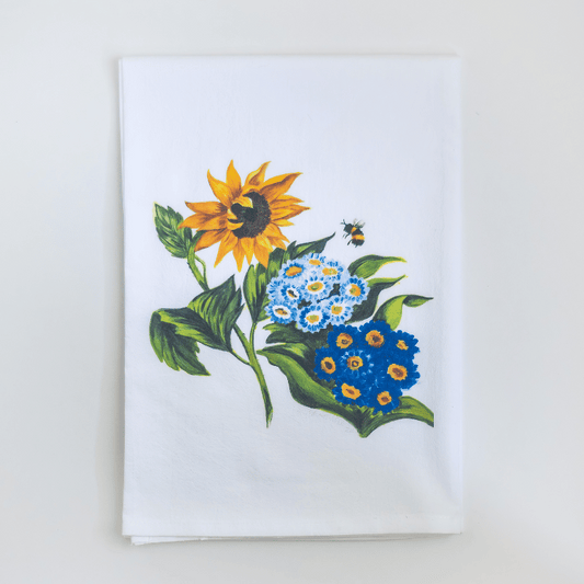 Sunflower and Bumblebee Tea Towel