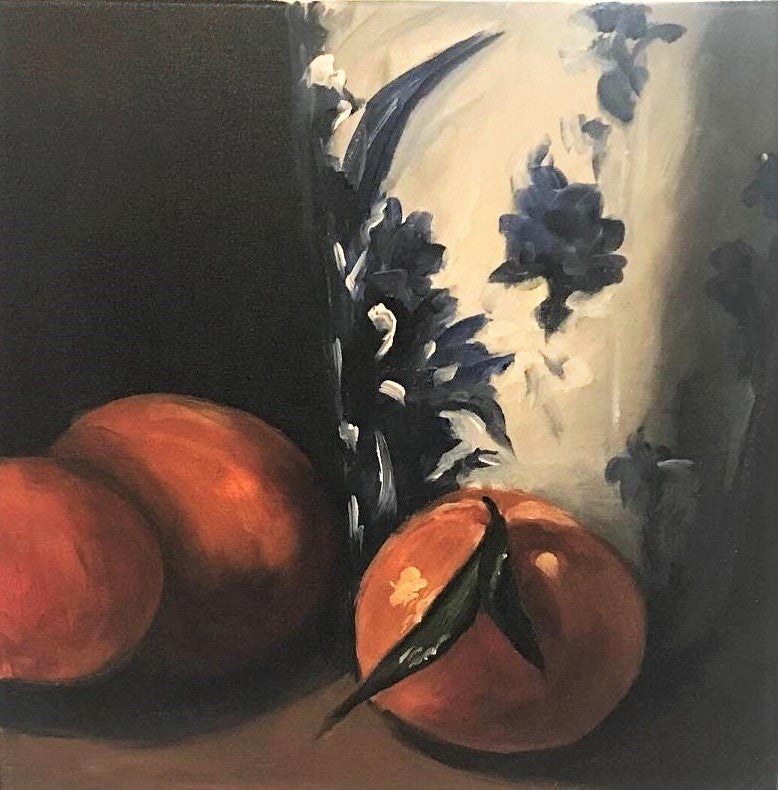 Peaches and Porcelain Tabletop Art