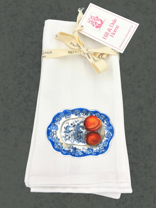 Peaches on Staffordshire Platter| Set of 4 Cloth Napkins