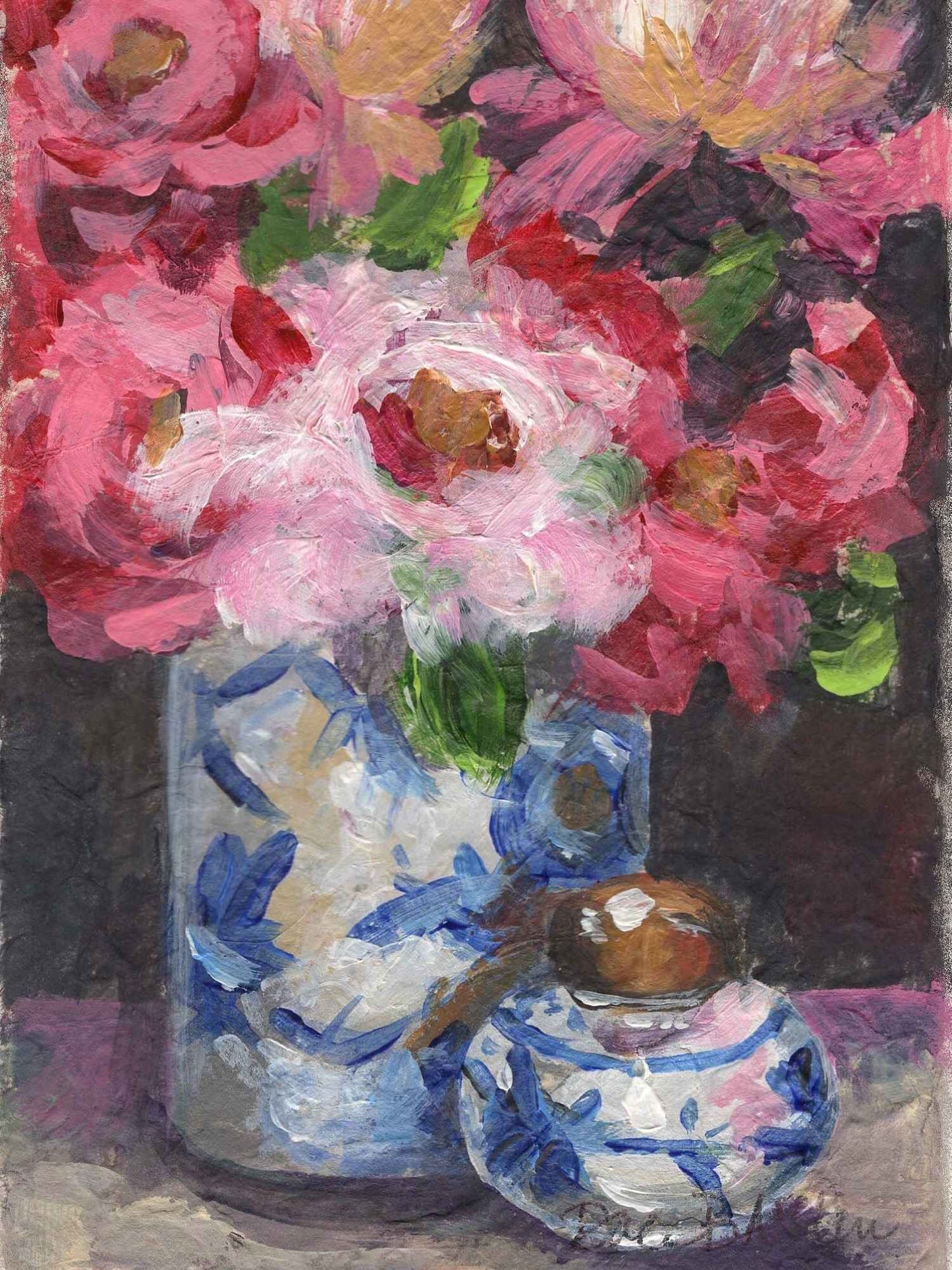 Pink Peonies in Vases Tabletop Art