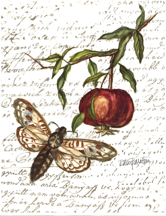 Pomegranate and Moth Tabletop Art