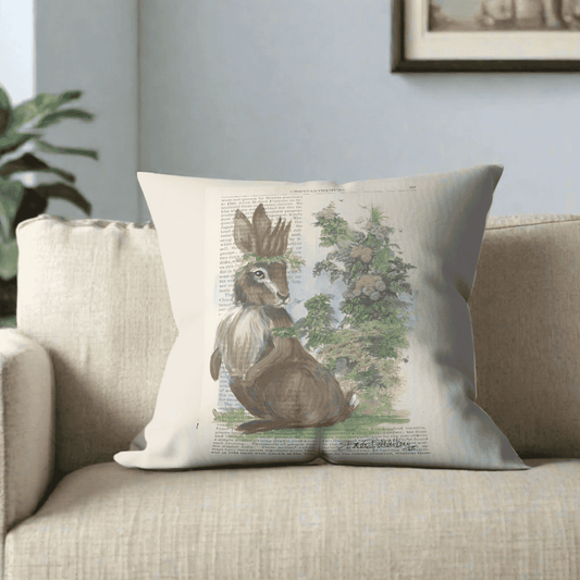 Queen Rabbit Pillow Cover or Throw Pillow