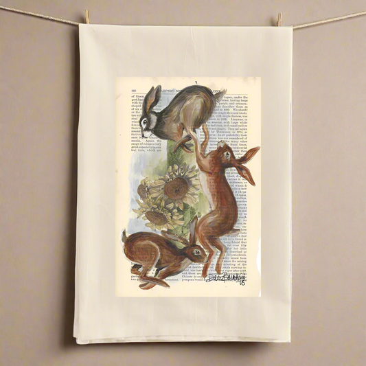 Rabbit Trio Tea Towel