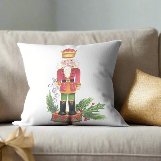 Red or Green Nutcracker Pillow Cover or Throw Pillow