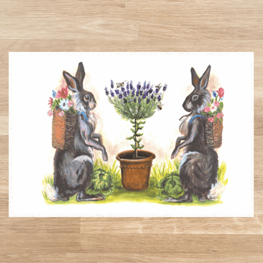 Lavender Garden Rabbits Rug