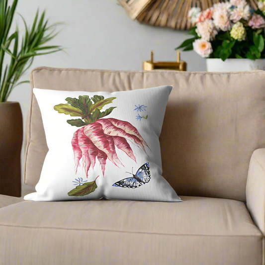 Ruby Parsnips with Butterfly Pillow Cover or Throw Pillow