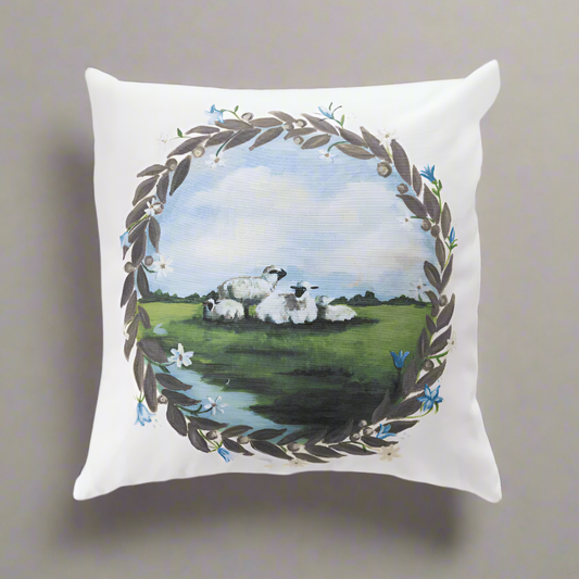 Serene Sheep Pillow Cover or Throw Pillow