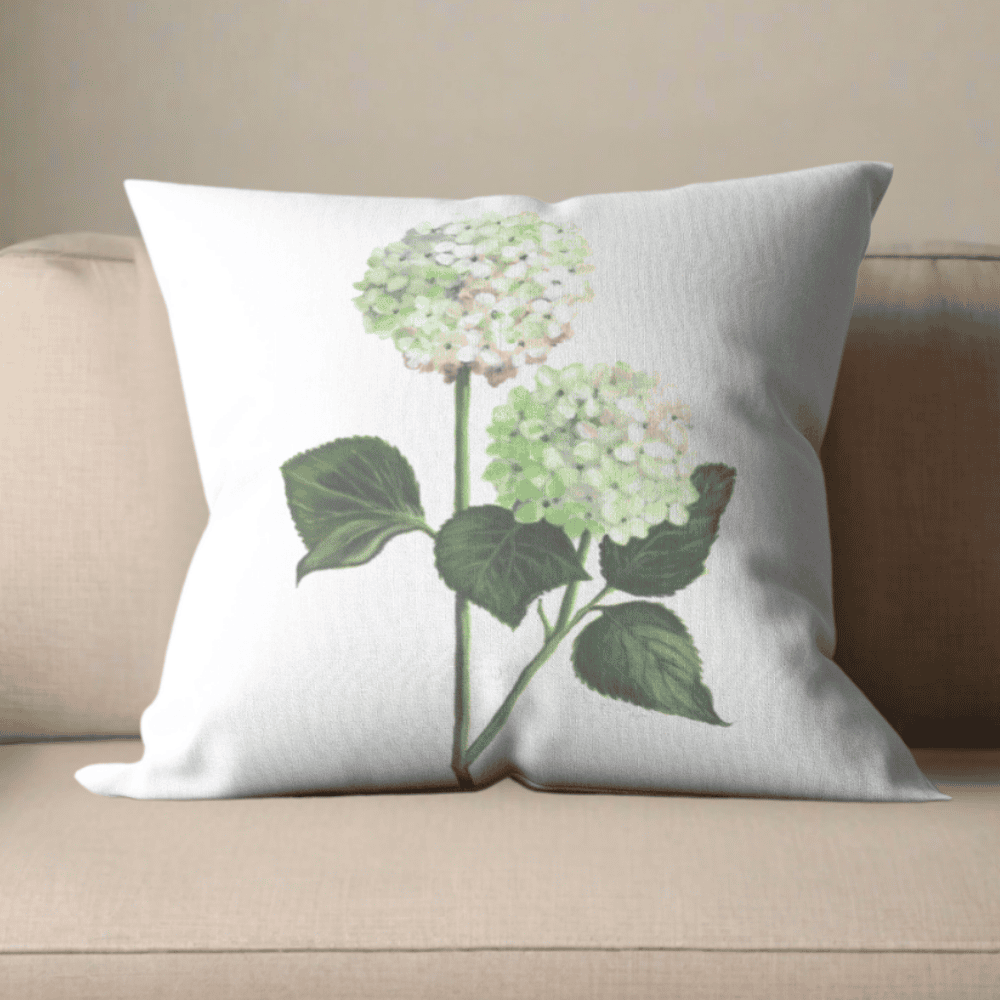 Blossoming Hydrangeas Pillow Cover or Throw Pillow