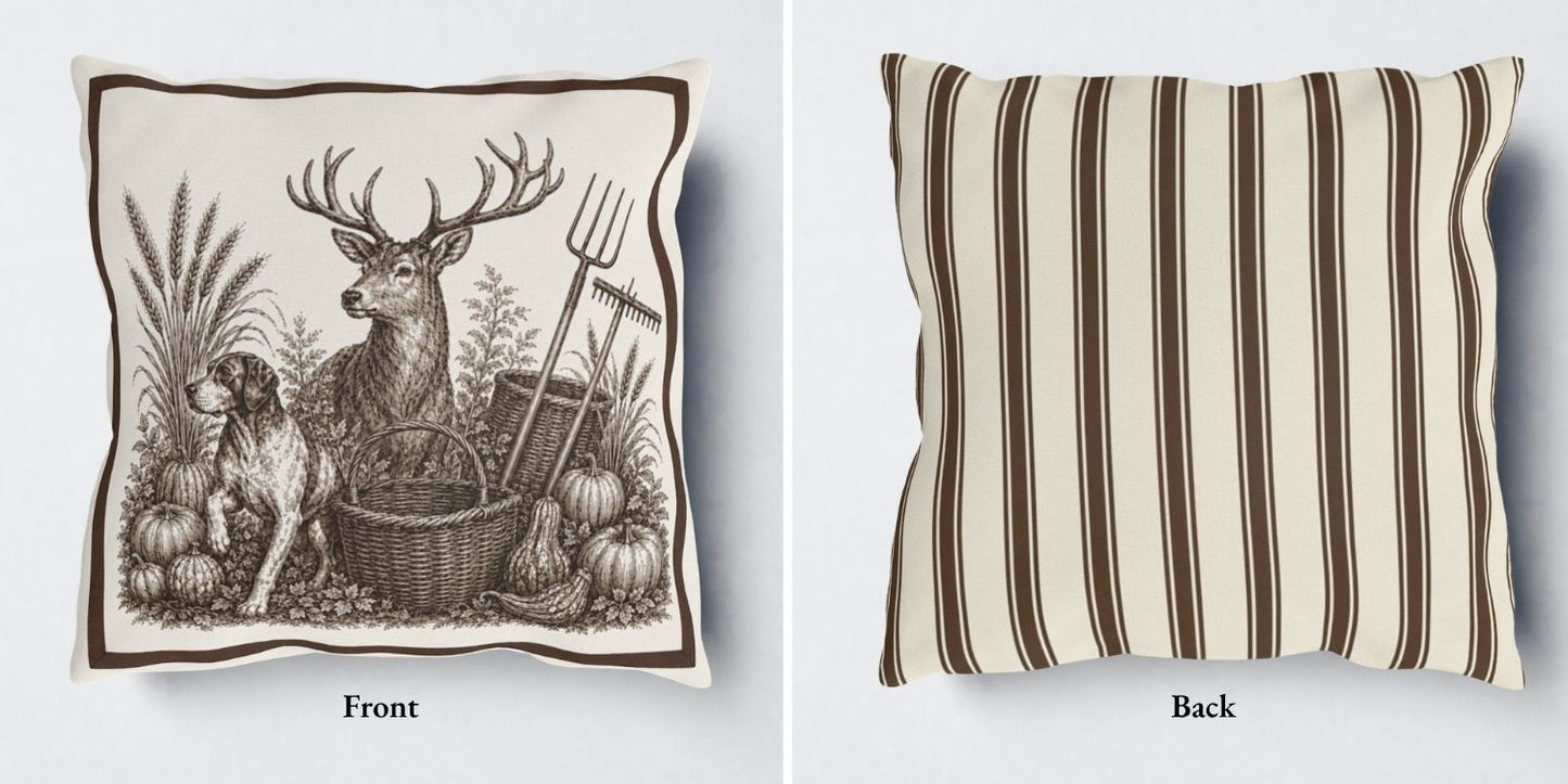 Stag & Hound Pillow Cover or Throw Pillow