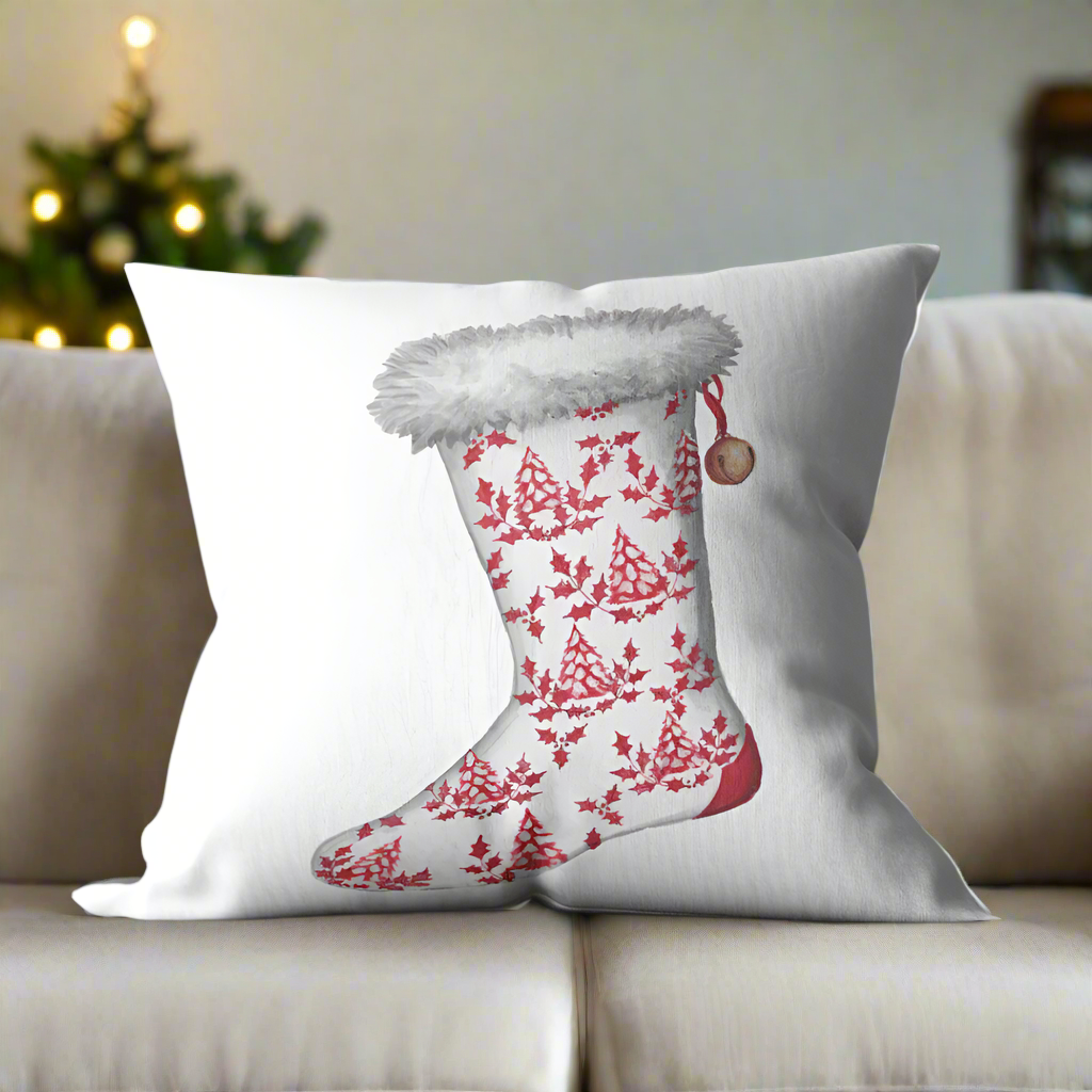 Holiday Stocking Pillow Cover or Throw Pillow