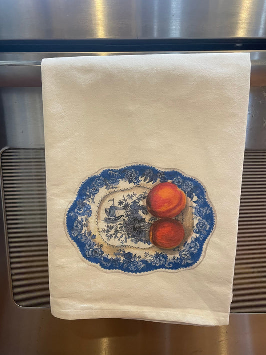 Peaches on Staffordshire Platter Tea Towels