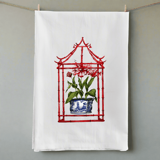 Tulips in Pagoda Tea Towel