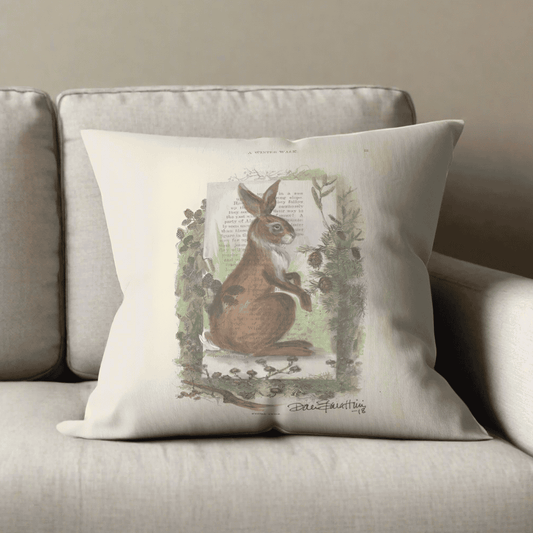 Winter Rabbit Pillow Cover or Throw Pillow