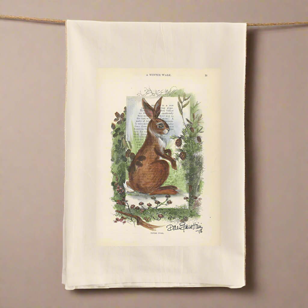 Winter Rabbit Tea Towel | Spring Kitchen or Guest Bath Towel – Hill ...
