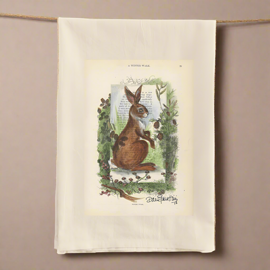 Winter Rabbit Tea Towel