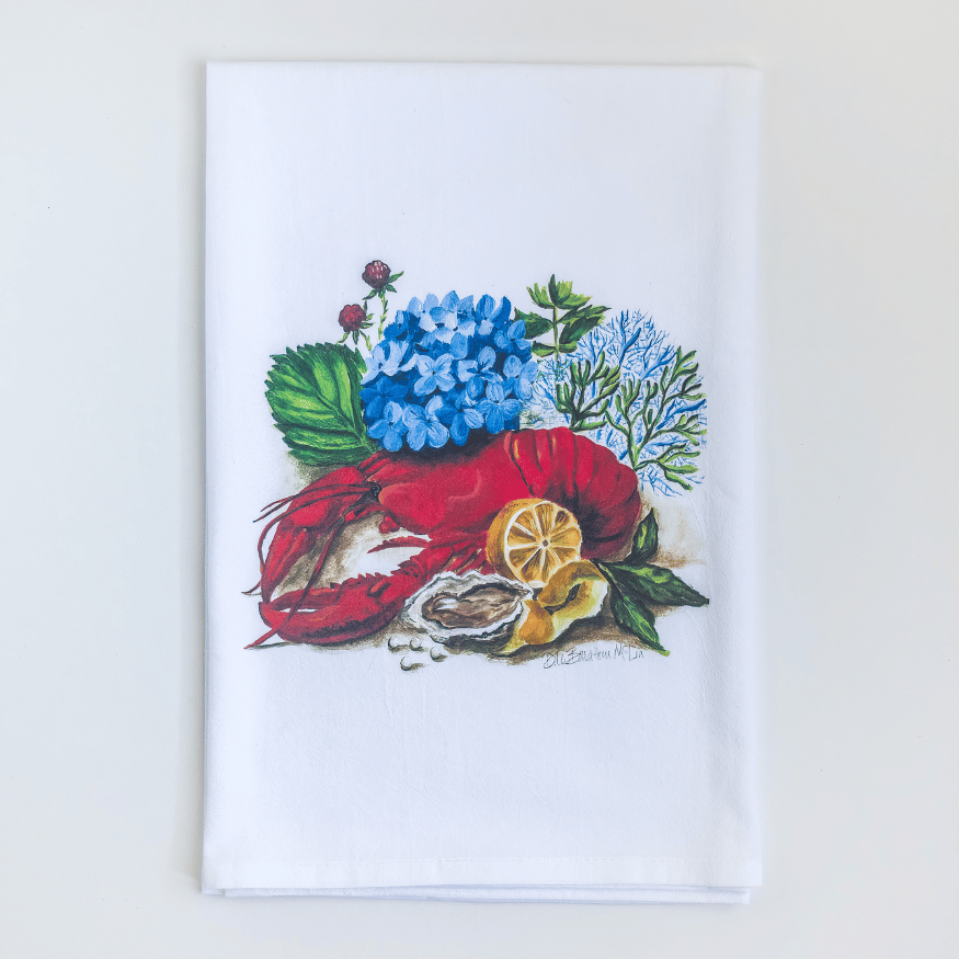 Lobster with Hydrangea Tea Towel