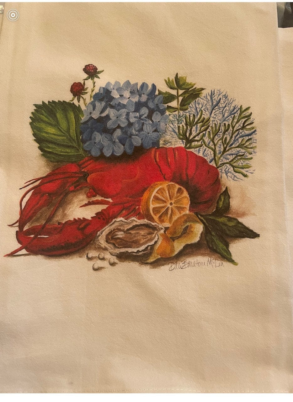 Lobster with Hydrangea Tea Towel