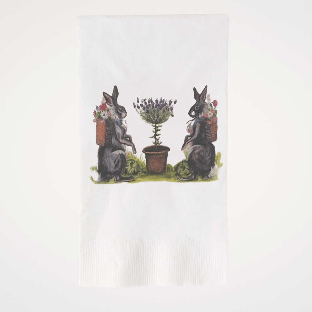 Lavender Garden Rabbits | Pack of 20 Paper Beverage Napkins or Guest Towels