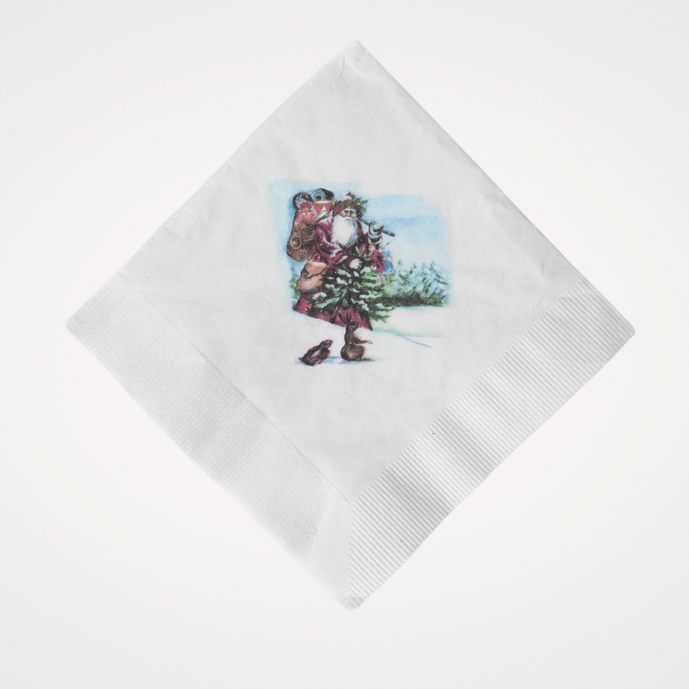 Mountain Santa | Pack of 20 Paper Beverage Napkins or Guest Towels