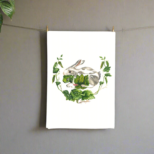 Garden Bunny Tea Towel