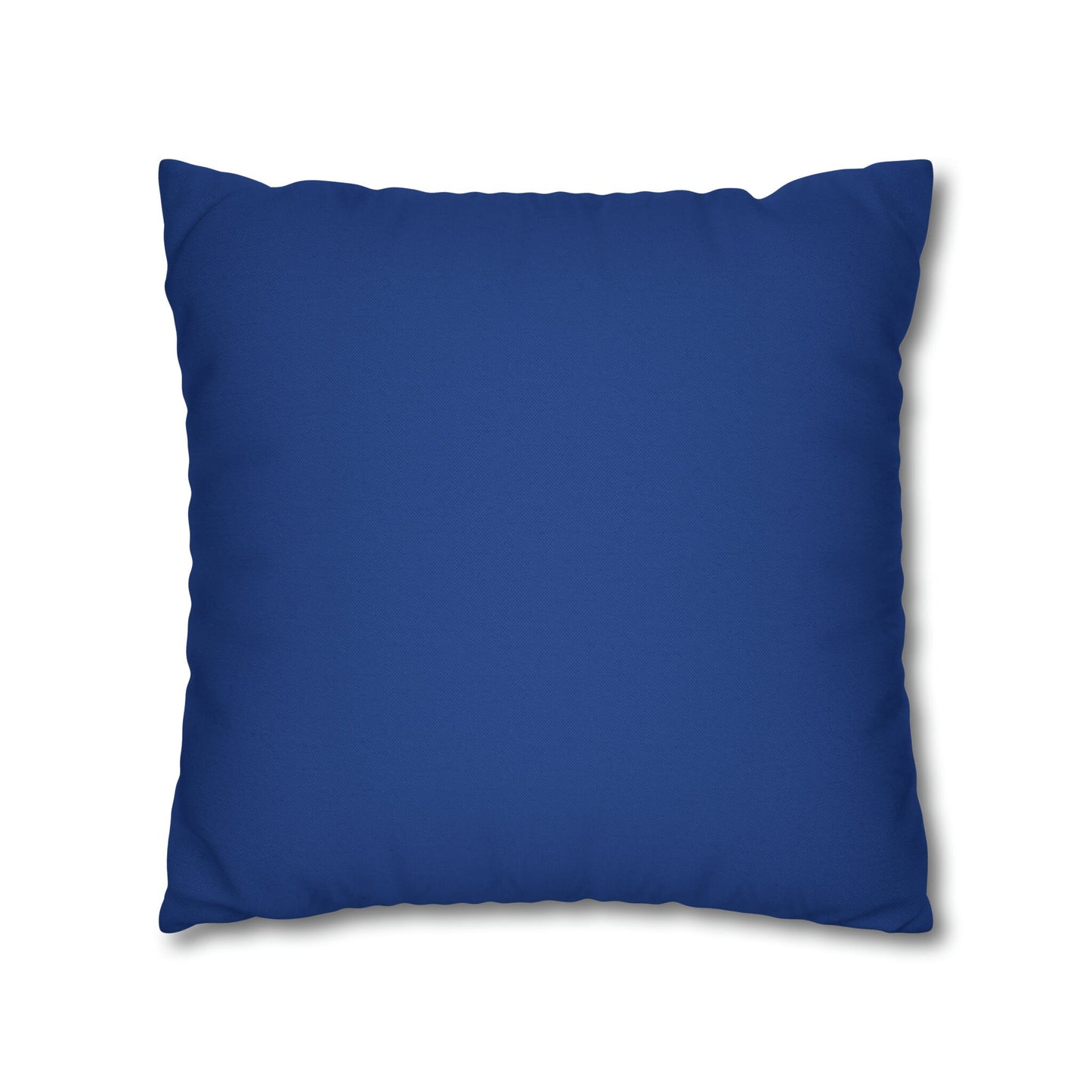 Photo of the back of a blue canvas throw pillow