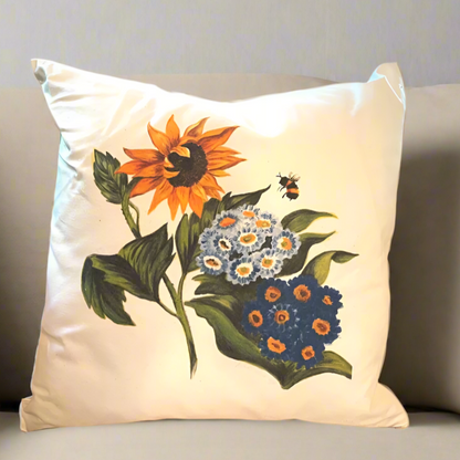 Sunflower with Bumblebee Pillow Cover or Throw Pillow