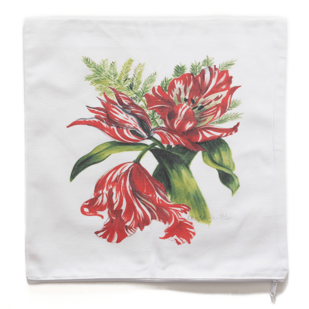 Red Parrot Tulips Pillow Cover or Throw Pillow